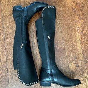 L.K. Bennett Joanne Over The Knee Black Leather Boots Size 39.5/9